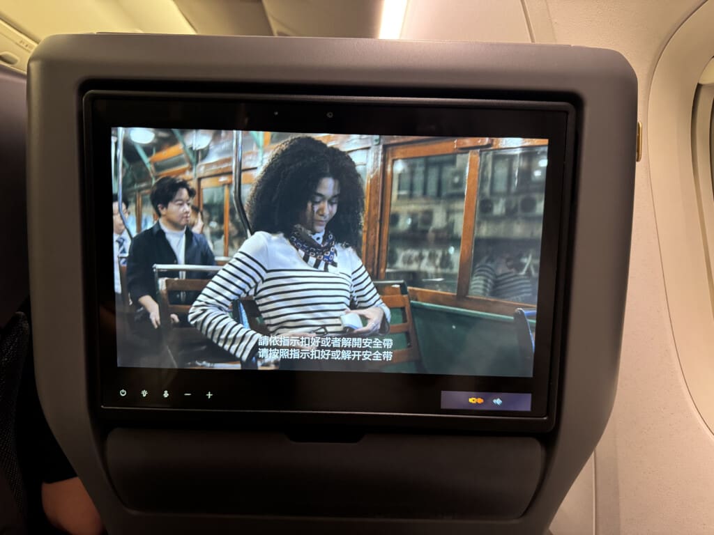 a screen on a seat