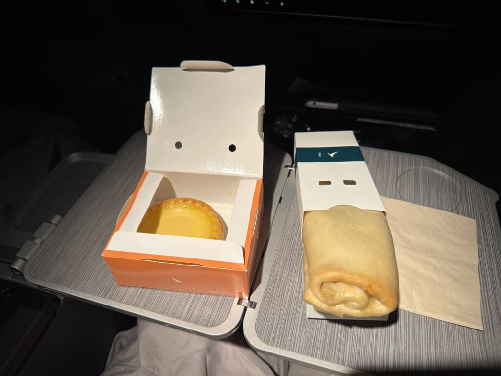 food in a box on a tray