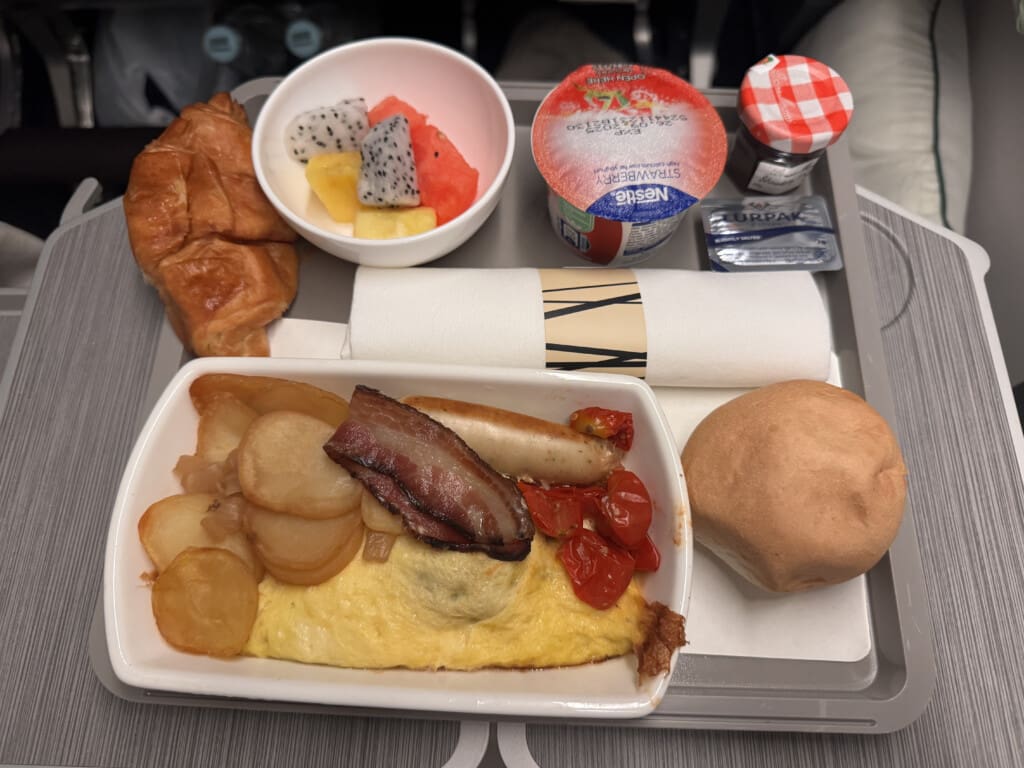 a tray with food on it