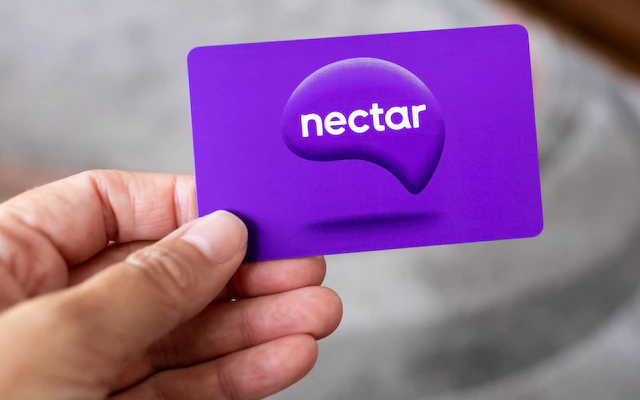 a hand holding a purple card
