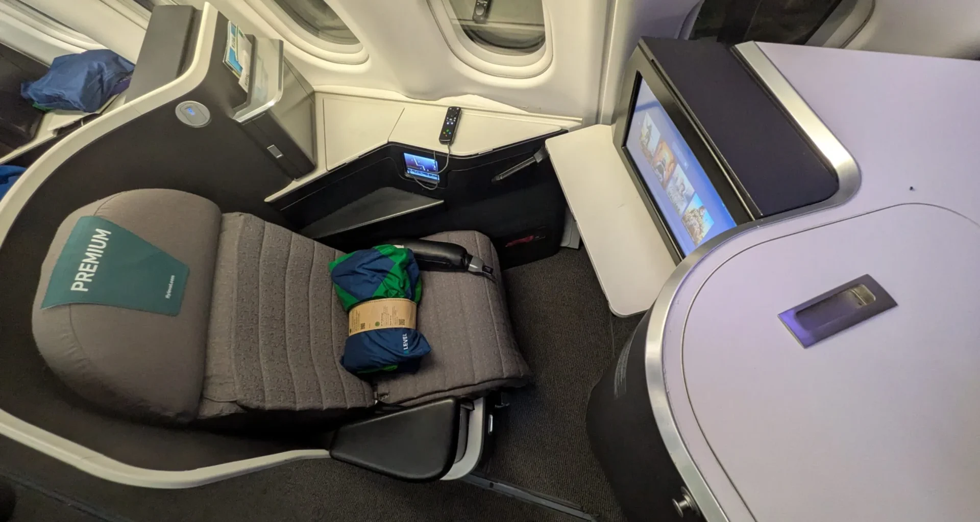 a seat in an airplane