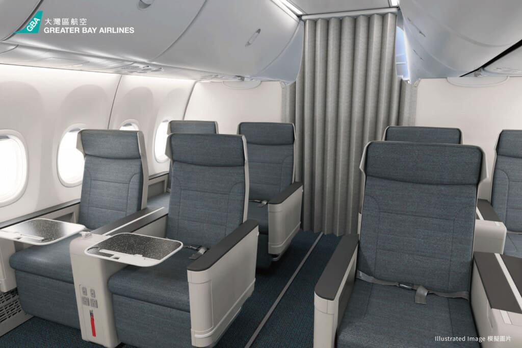 a plane with grey seats