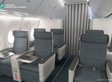 a plane with grey seats