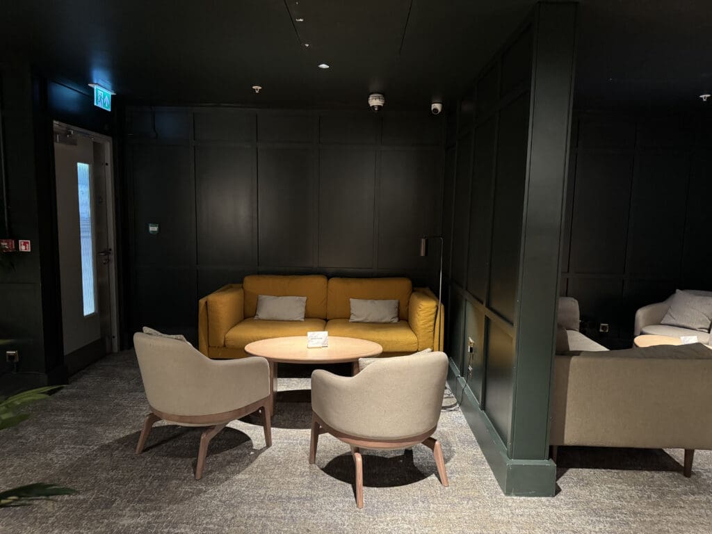 a room with a couch and a table