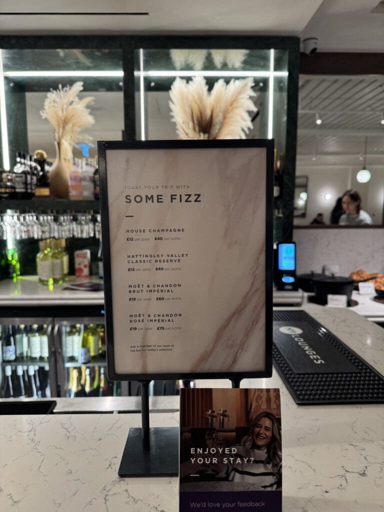 a menu board on a counter