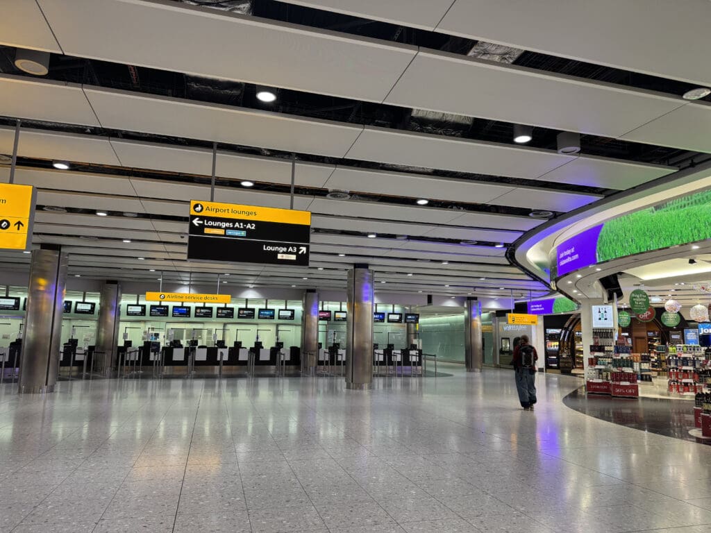 a person walking in a large airport