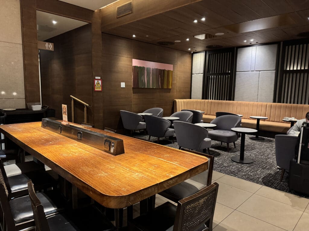 a room with tables and chairs