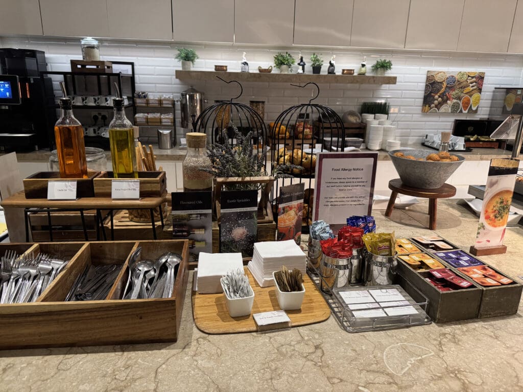 a table with various items on it