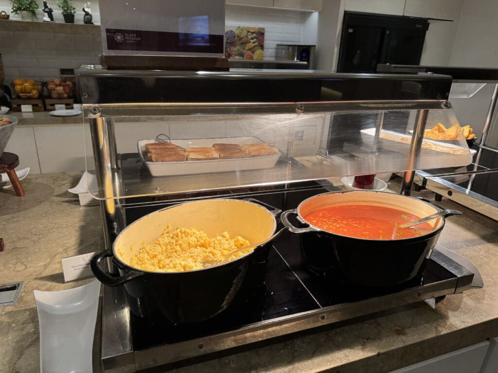 food in a buffet with food