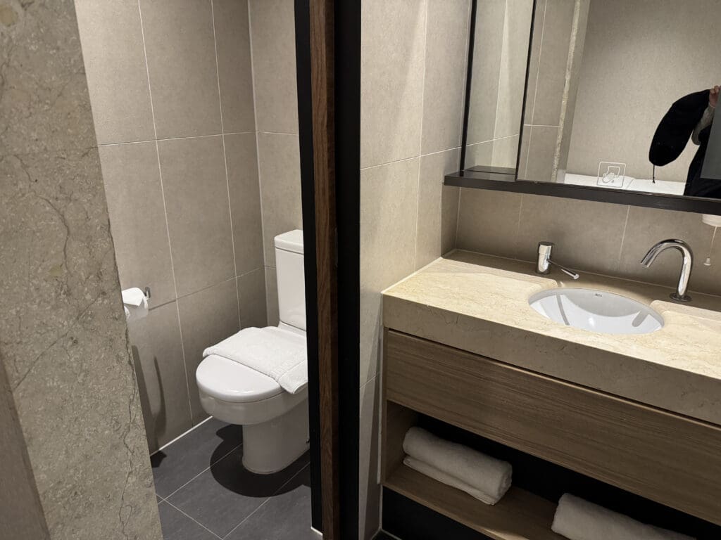 a bathroom with a sink and toilet