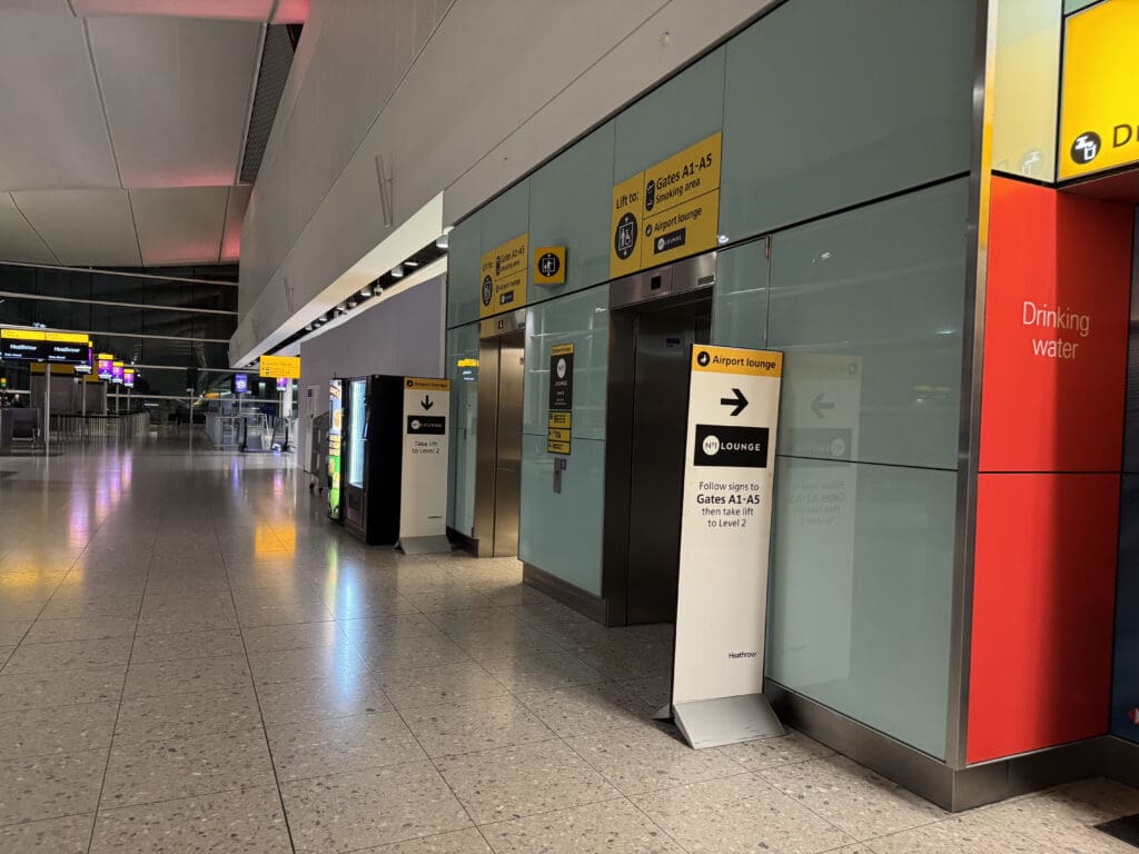 an airport with an elevator