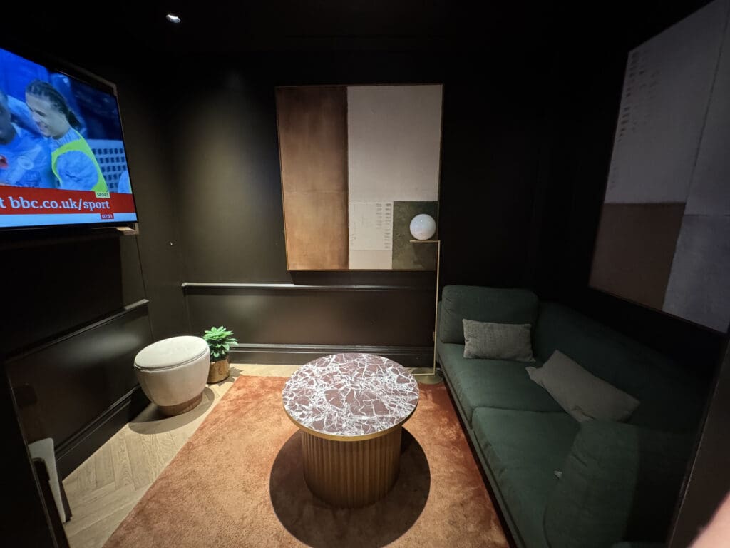 a room with a couch and a table