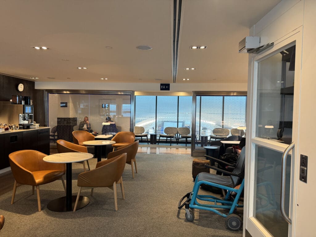 a room with chairs and tables