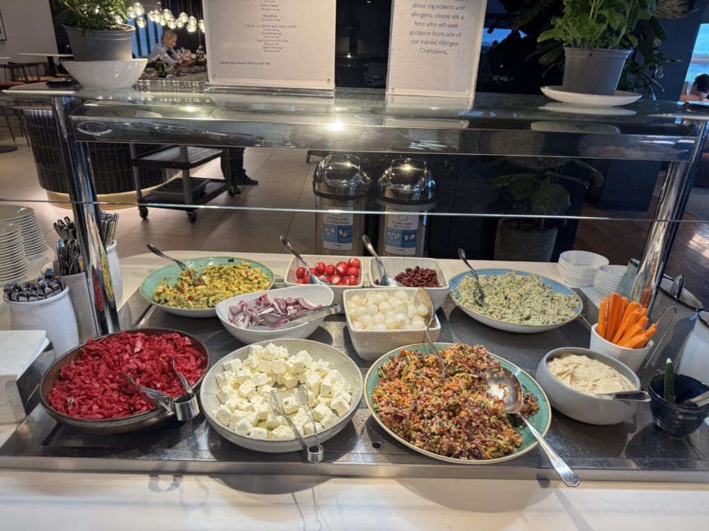 a buffet with different types of food