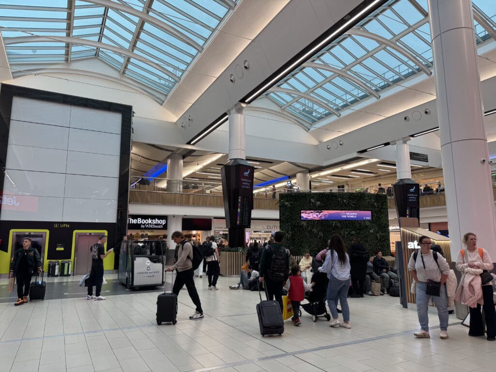 people in a large airport