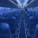 an airplane with blue seats