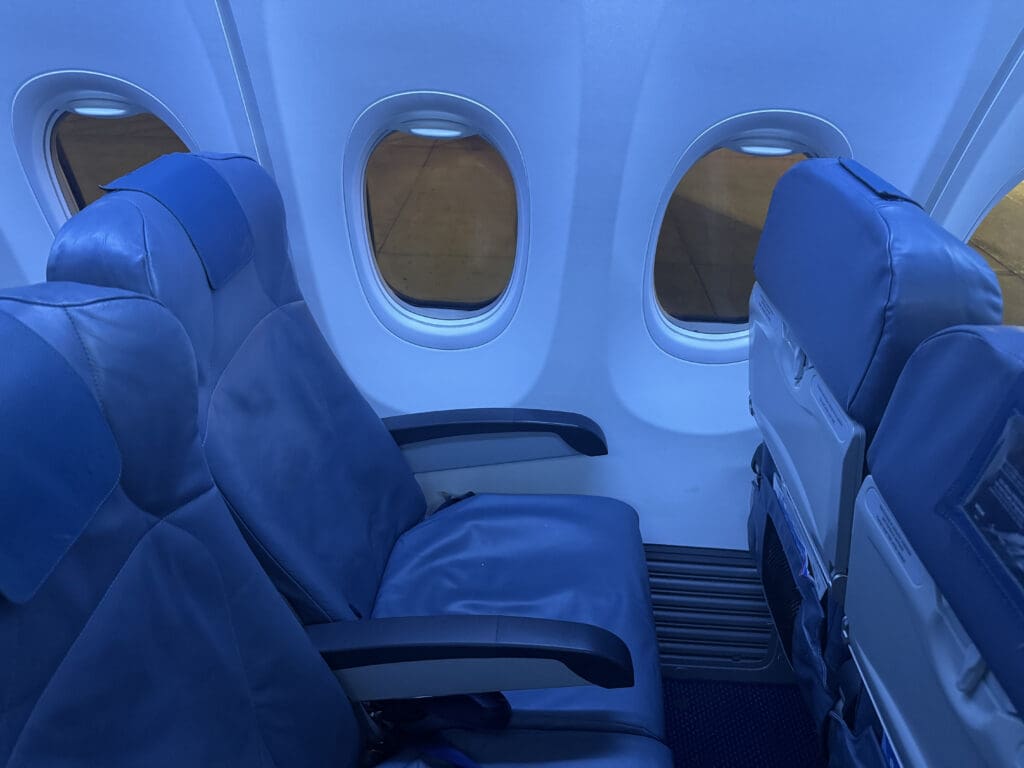 a seat in an airplane