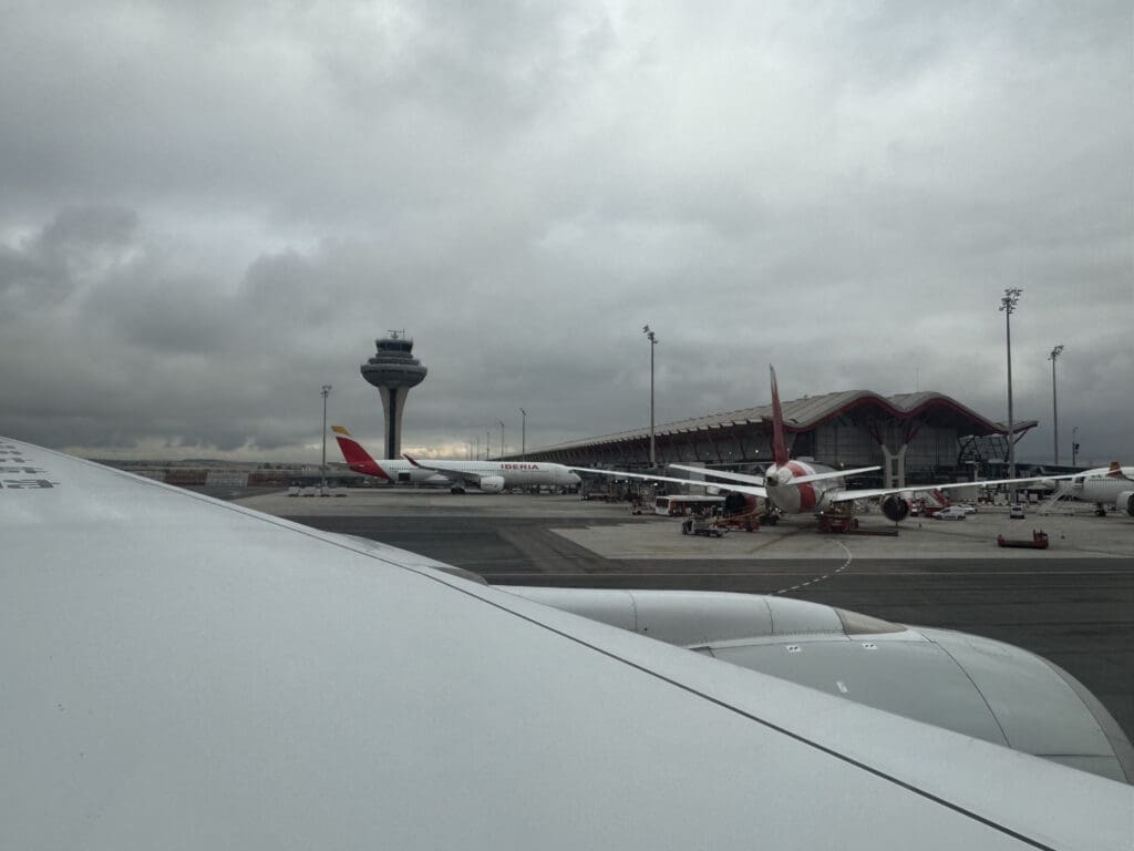 a plane on the runway