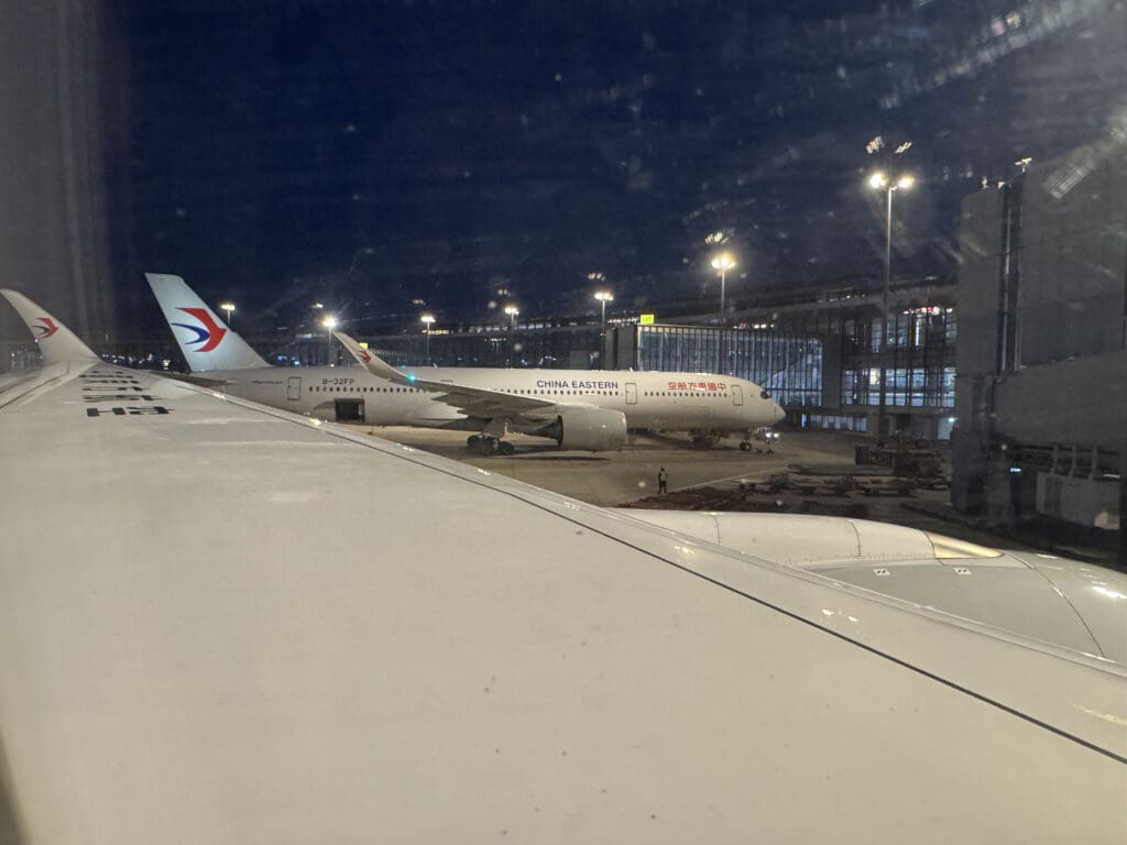 a plane parked at an airport