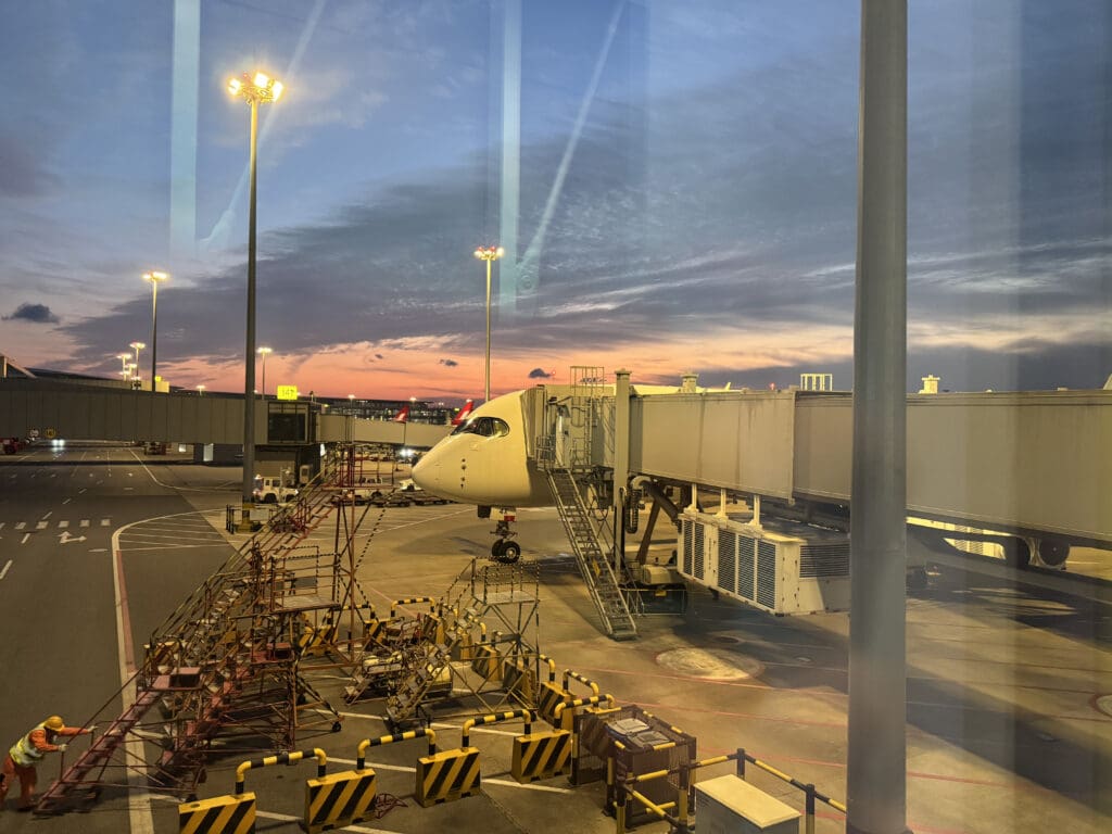 a plane parked at an airport