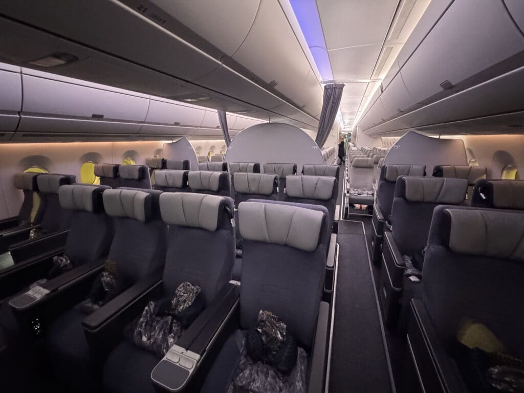 a row of seats in an airplane