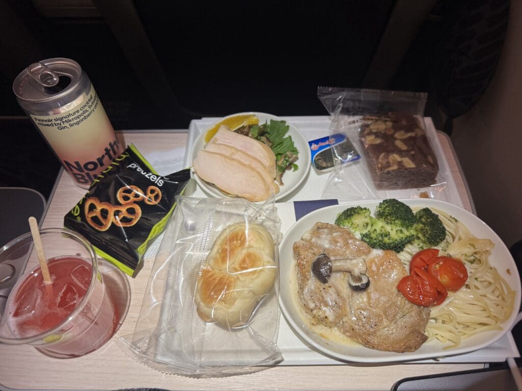 a tray with food on it