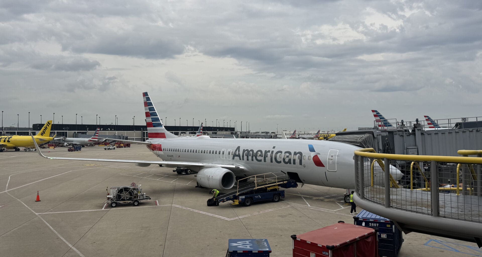 an airplane parked at an airport
