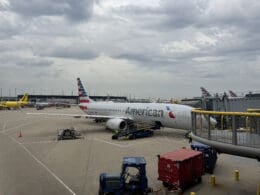 an airplane parked at an airport