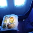 food on a tray in a plane