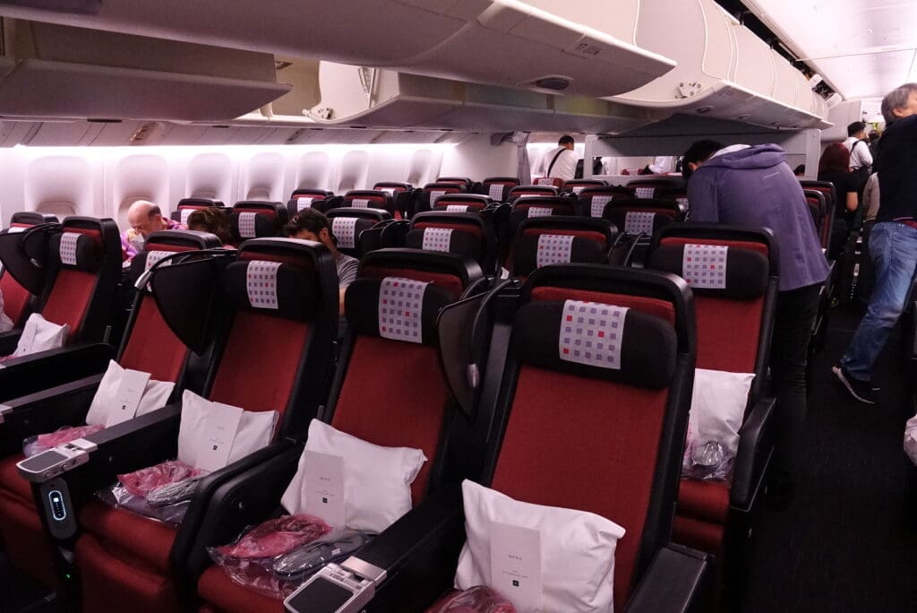 a row of seats in an airplane