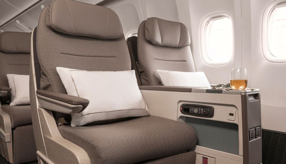 a seat in an airplane