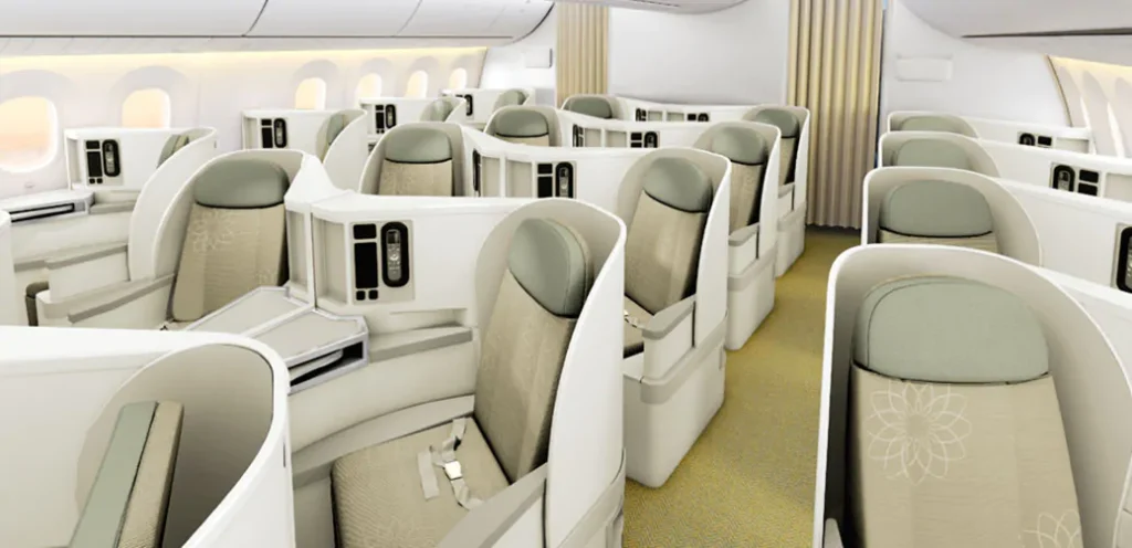 a row of seats in an airplane