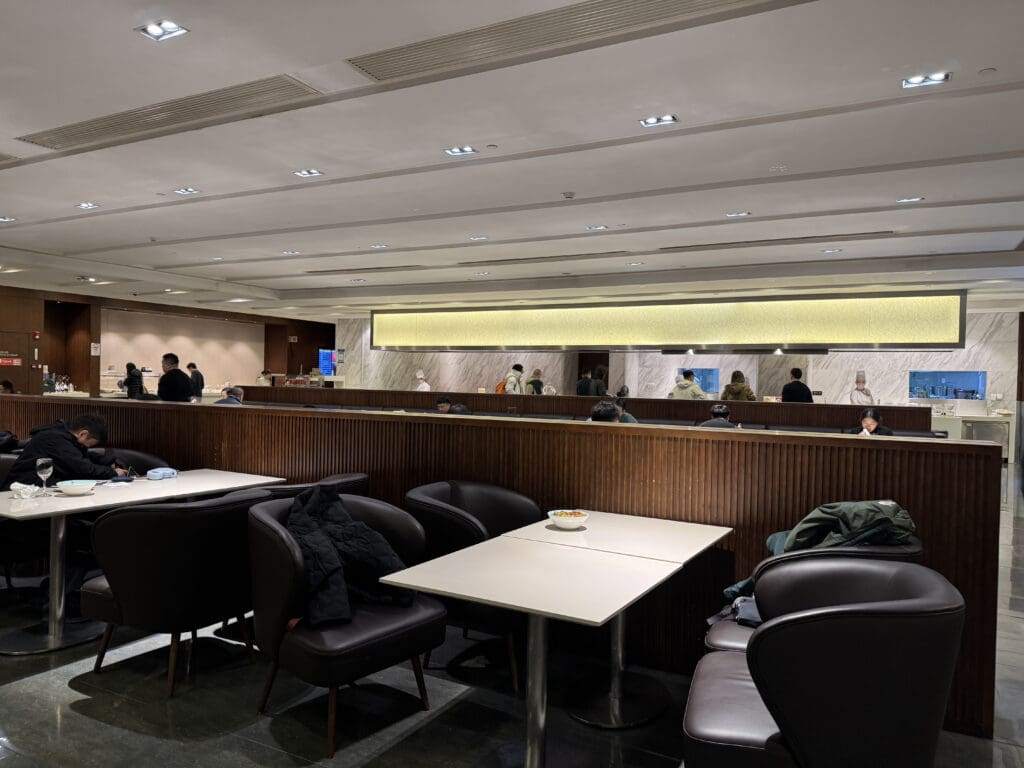 a room with tables and chairs