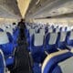 a plane with blue seats