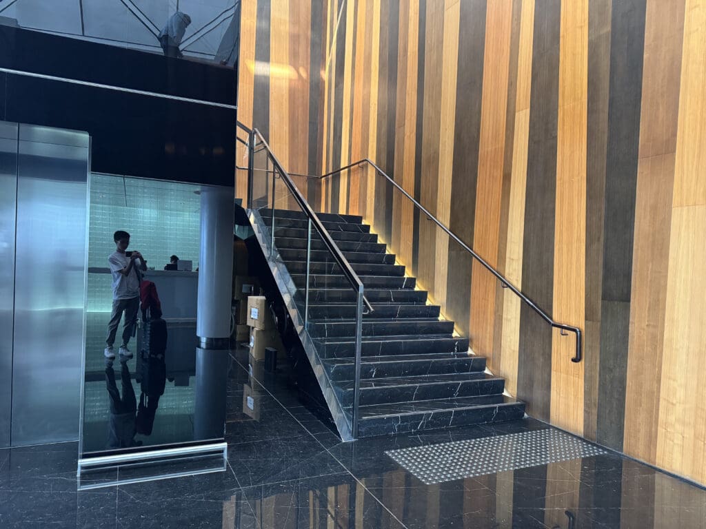 a staircase in a building