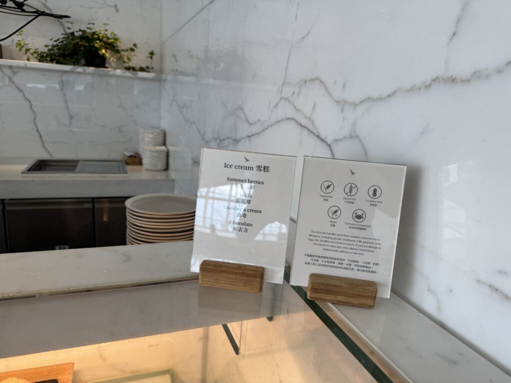 a menu on a counter