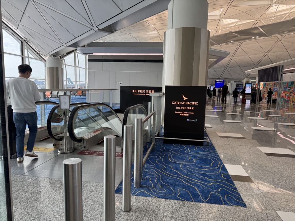 an escalator in a building