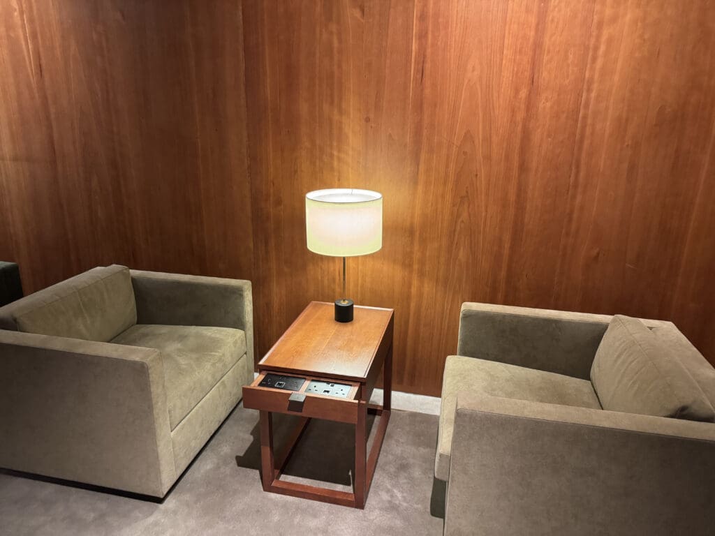 a table and chairs in a room