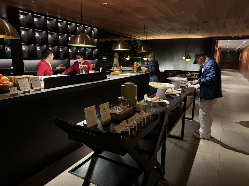 a group of people in a restaurant