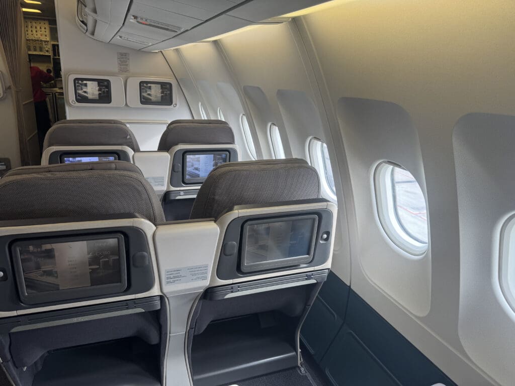 an airplane with seats and windows