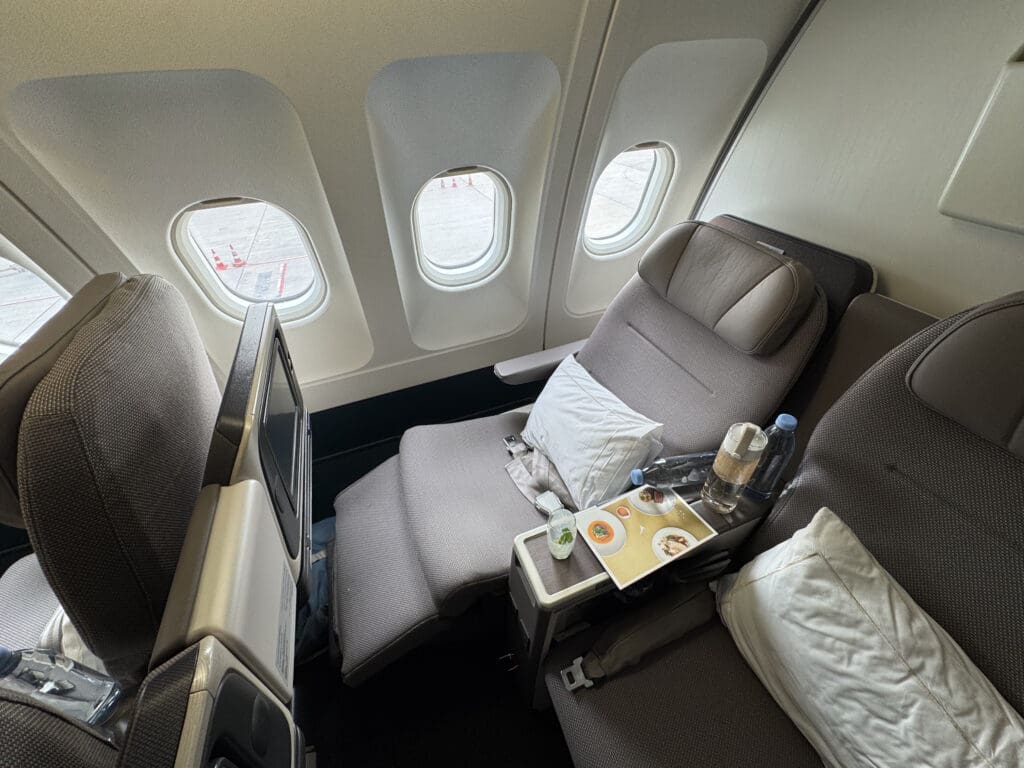 a plane with seats and windows