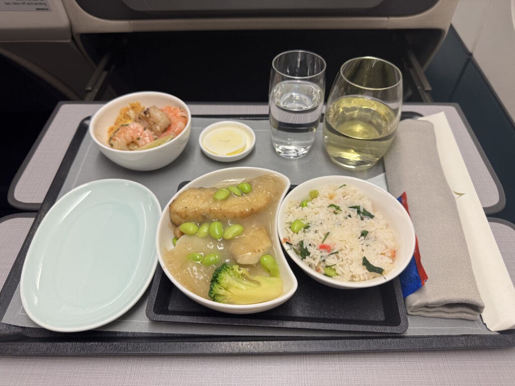 a tray with food on it