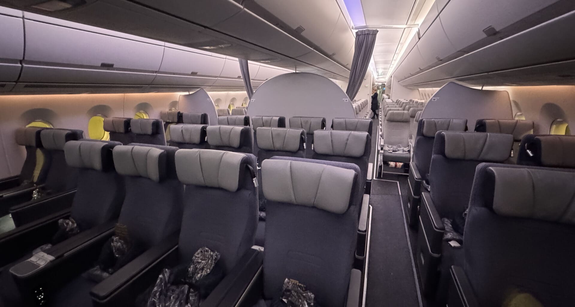 a row of seats in an airplane