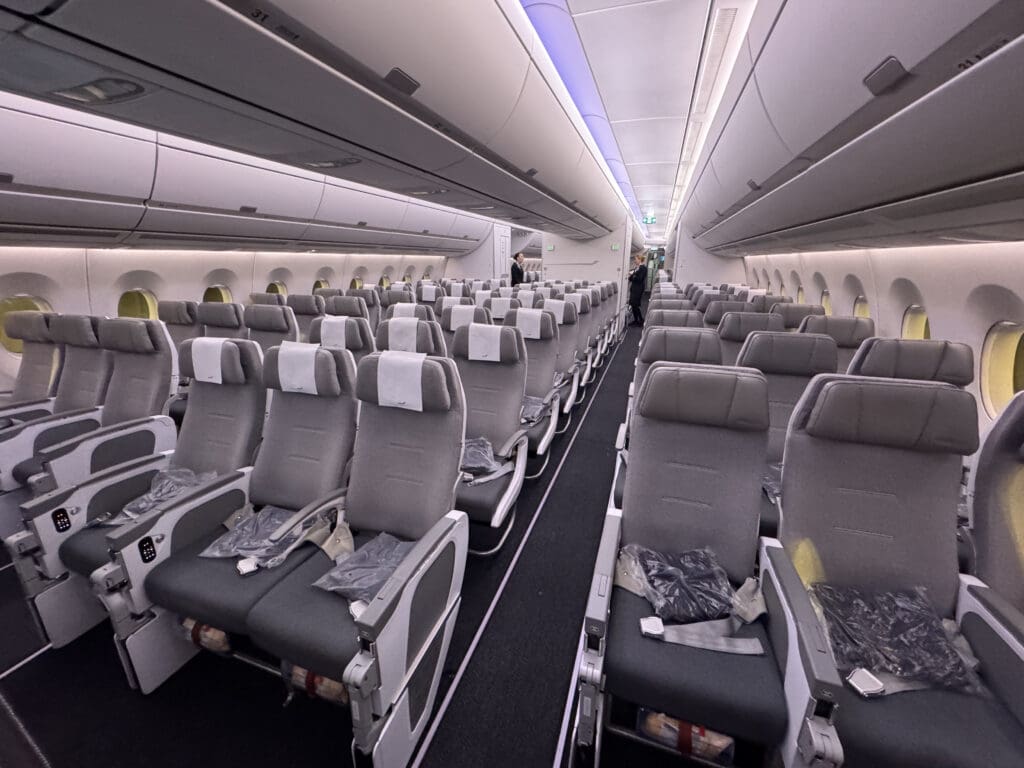 an airplane with rows of seats