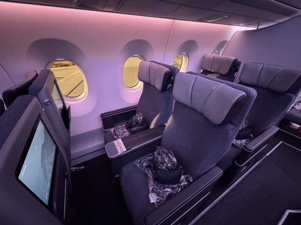 a row of seats in an airplane