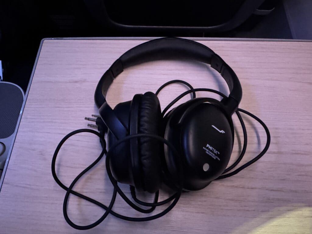a black headphones on a table