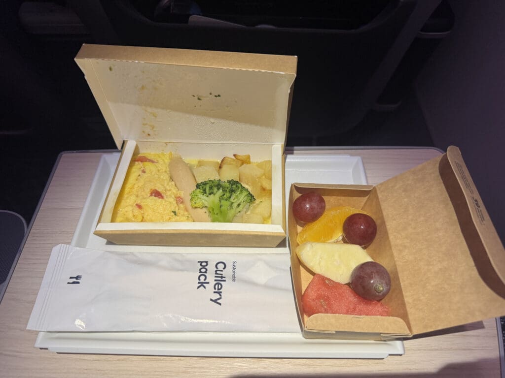 food in a box on a tray