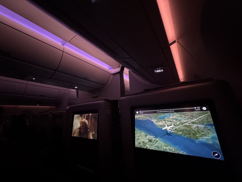 a screens in an airplane
