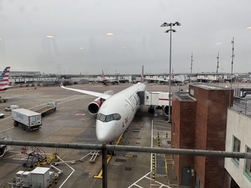 an airplane parked at an airport