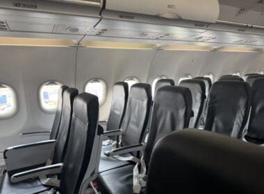 a row of seats in an airplane